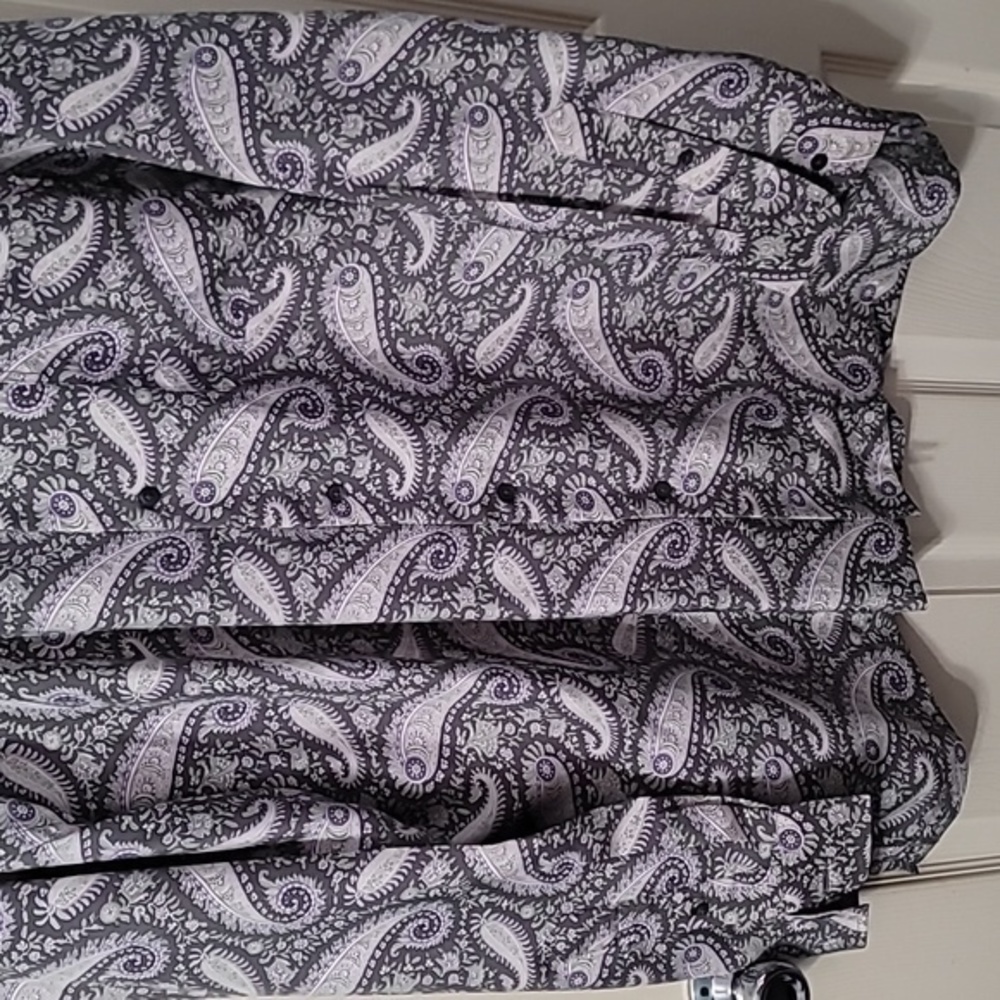 Paul Fredrick 100% Silk Grey/White/Purple Paisley Print LS BD Men's XXL - Picture 6 of 10